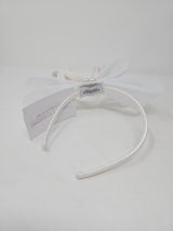 White Bead Bow Loop Hairband Fascinator