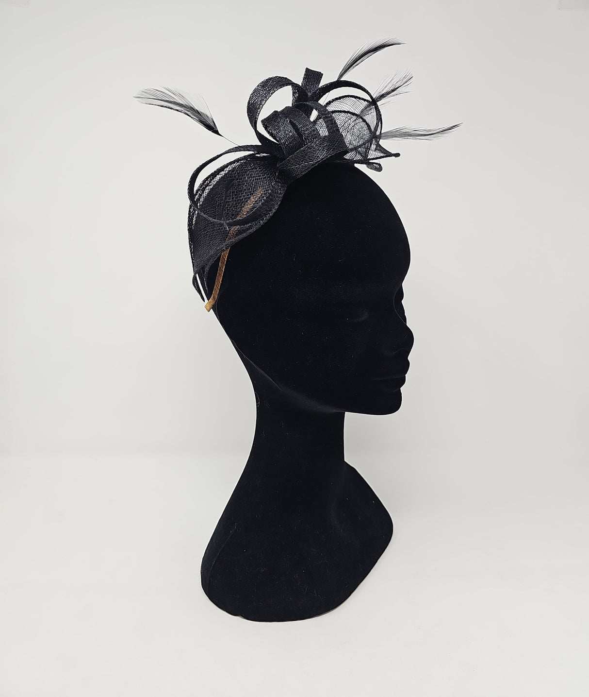 Black Looped Feather Hairband Fascinator