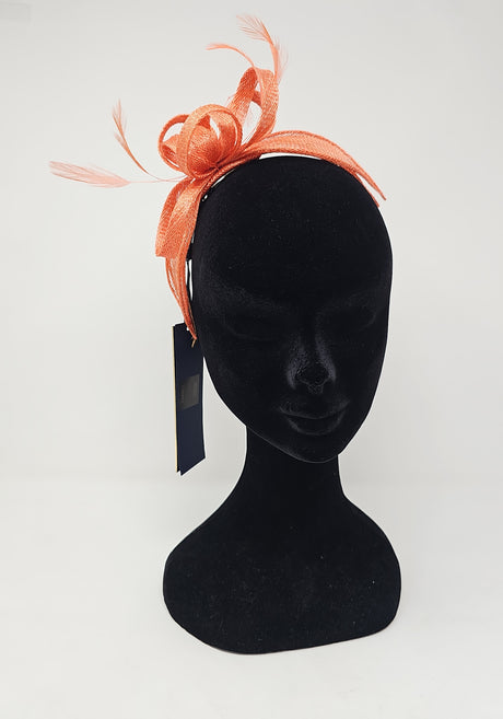 Papaya Looped Feather Hairband Fascinator
