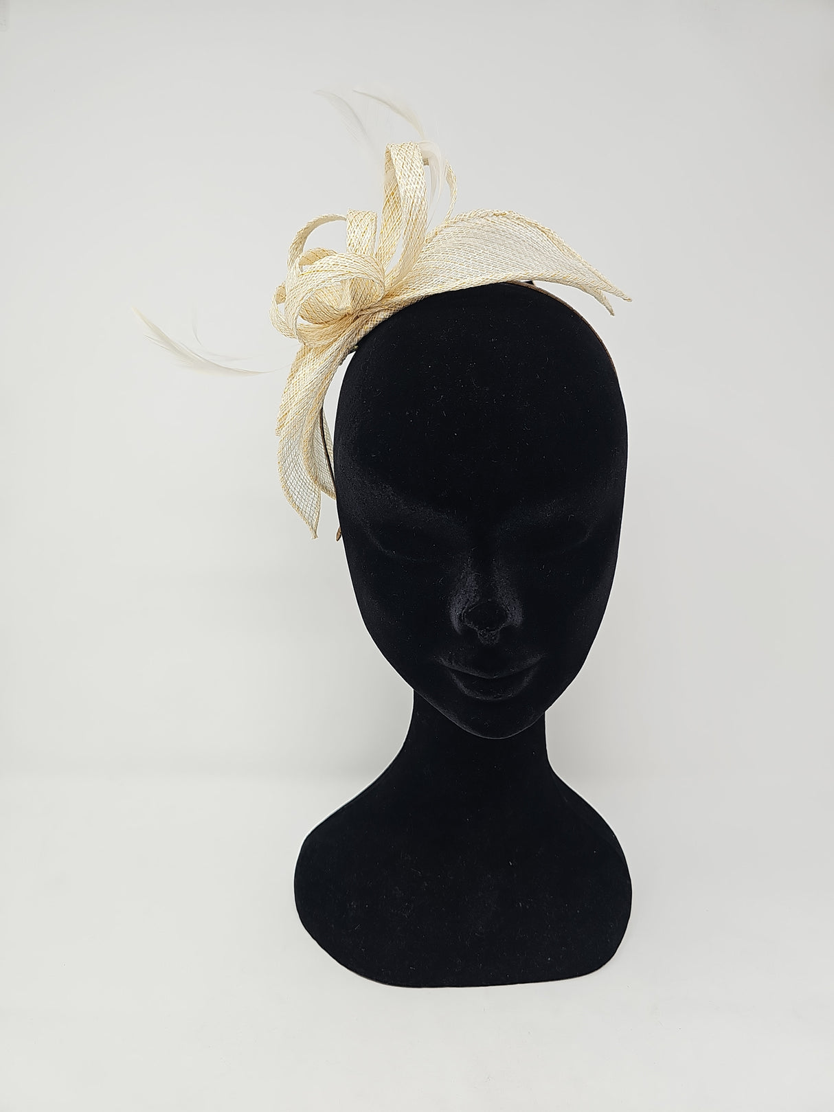 White Gold Looped Feather Hairband Fascinator