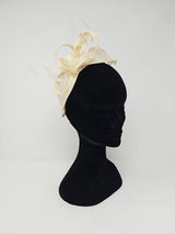 White Gold Looped Feather Hairband Fascinator