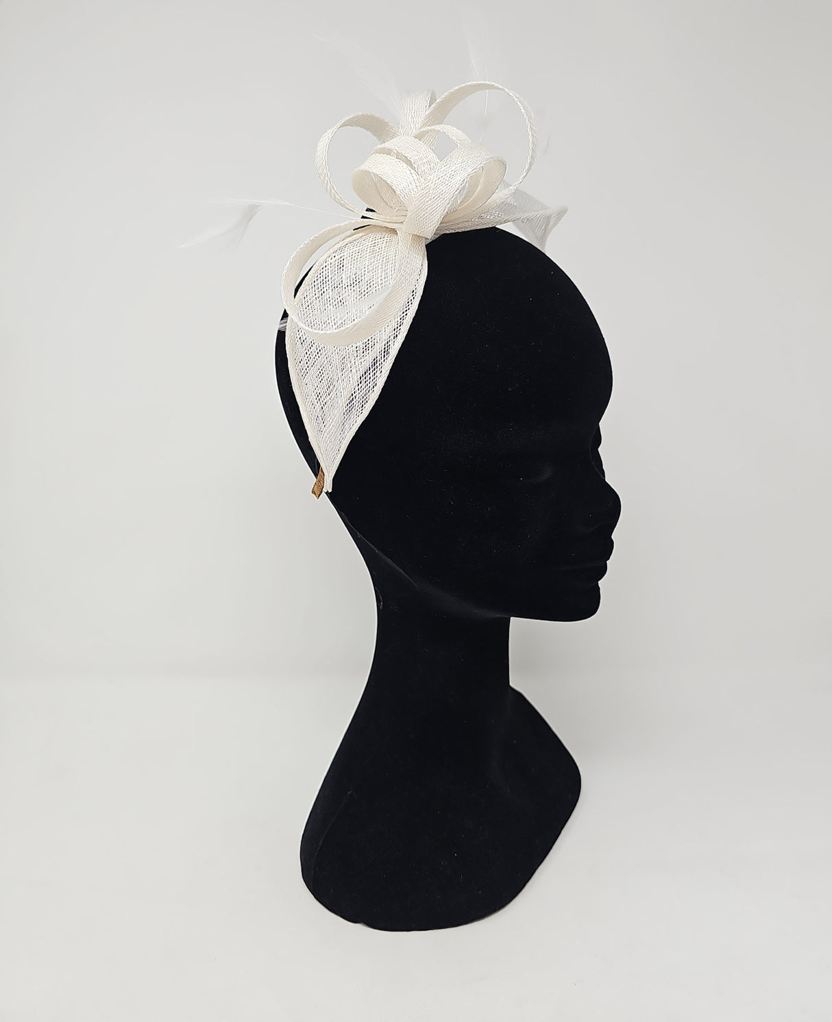 White Looped Feather Hairband Fascinator