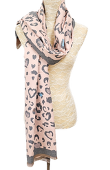 Grey & Blush Pink Animal Print Multicolour Pashmina Scarf