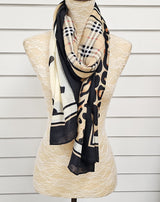 Black Leopard Print & Check Scarf