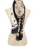 Black Leopard Print & Check Scarf