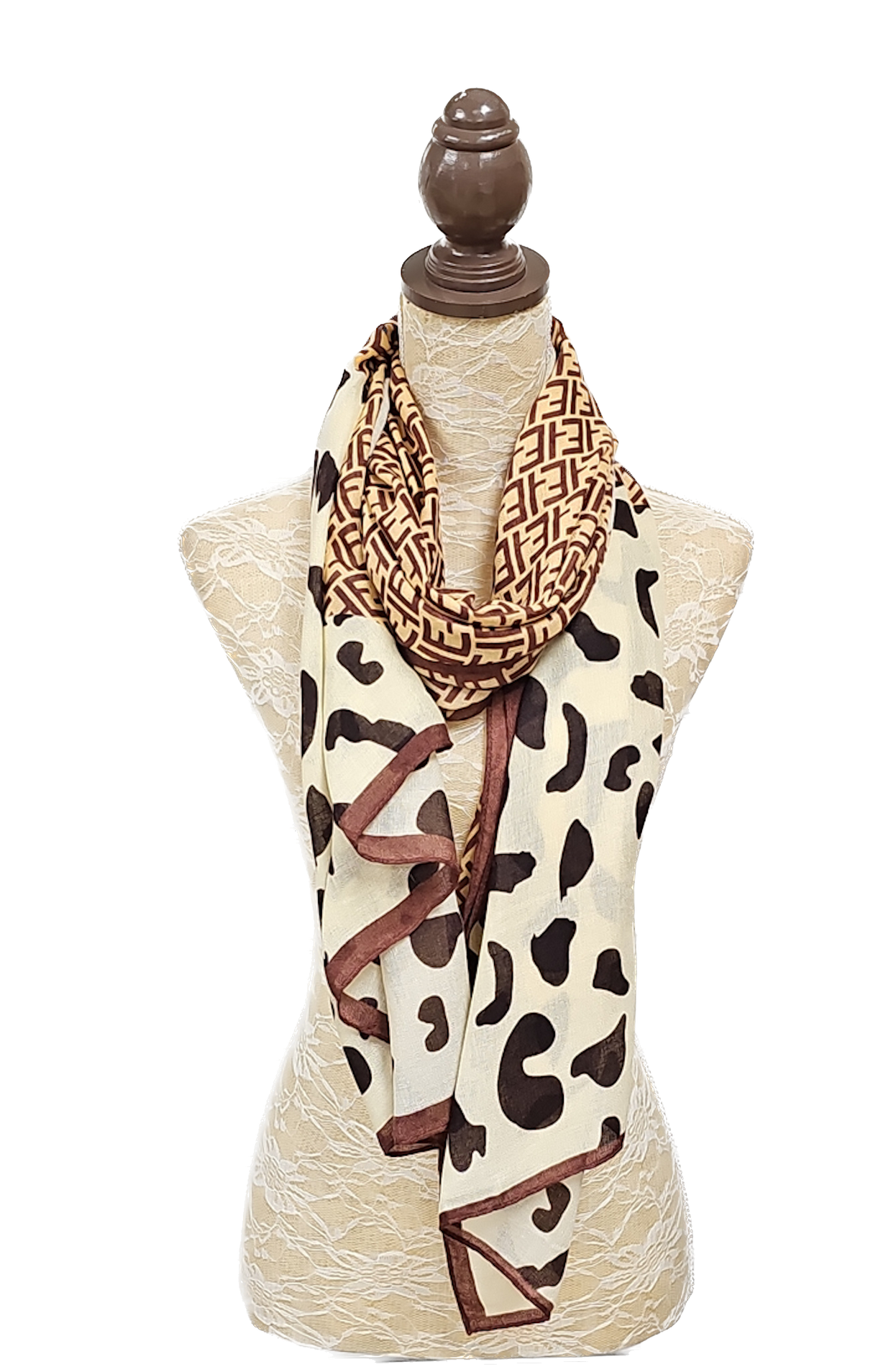 Burgundy & Cream Designer Inspired Scarf