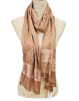 Toffee Silk Feel Flower Scarf