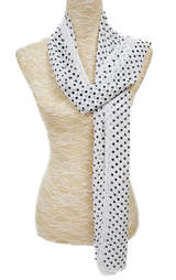 White & Navy Polka Dot Scarf