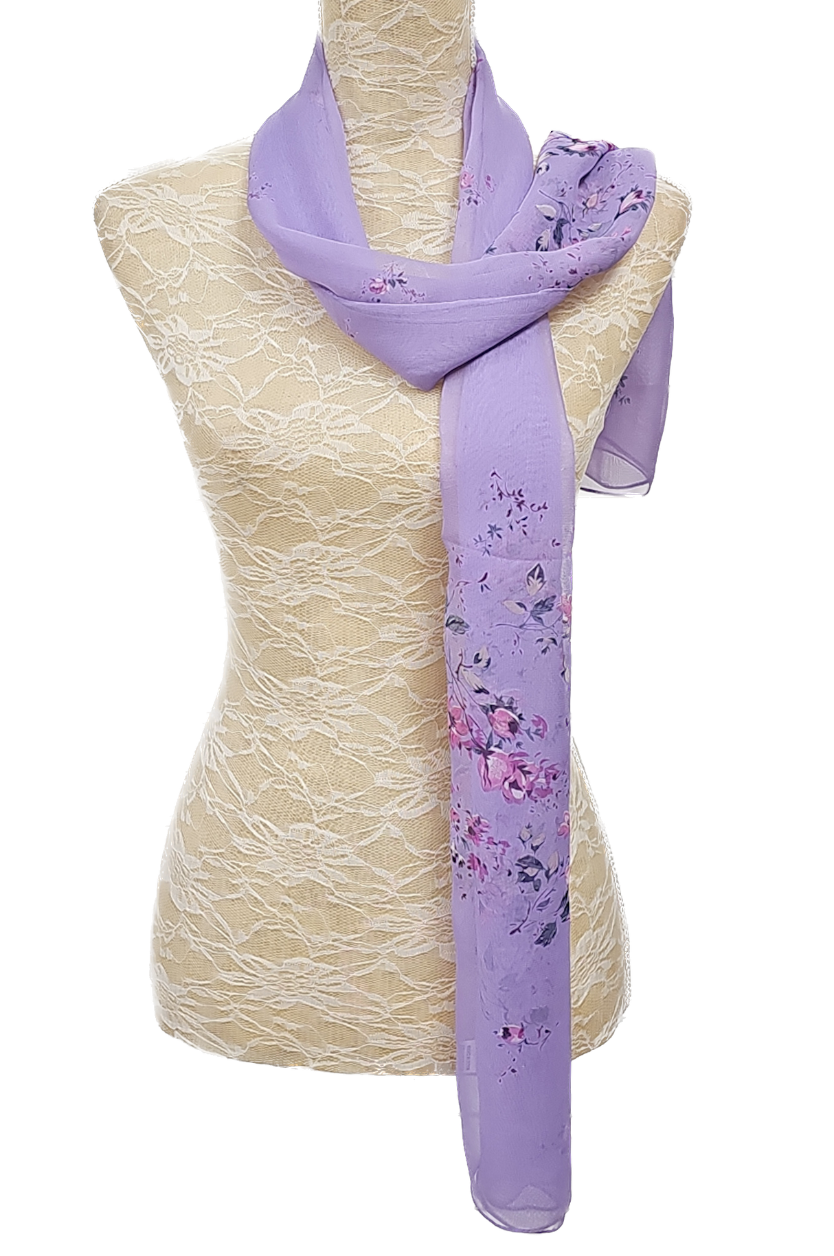 Delicate Flower Chiffon Scarf