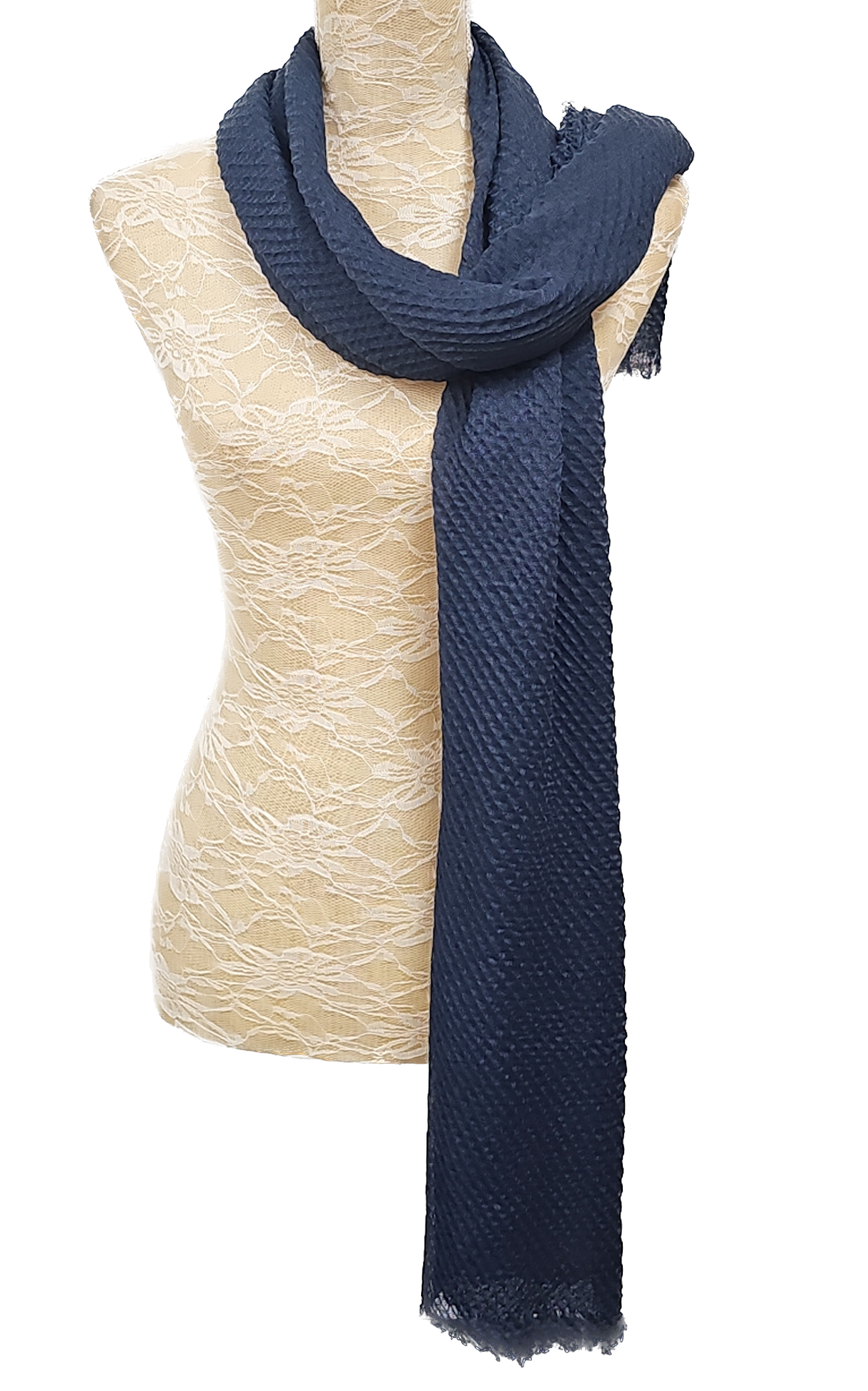 Navy Crinkle Soft Feel Scarf