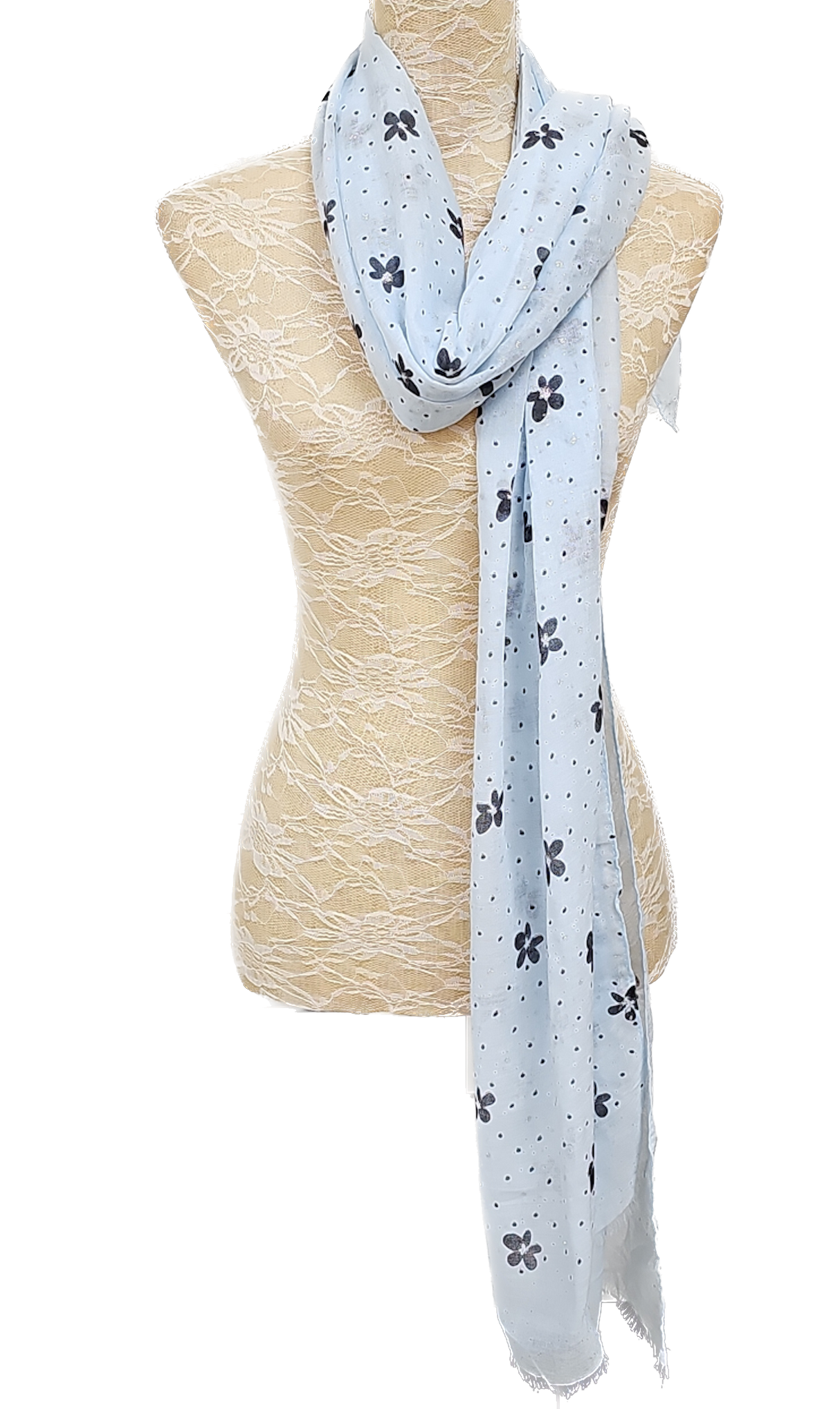 Flower Petal Pattern Scarf Sky Blue