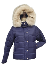 Brave Soul Navy Padded Coat With Fur Hood