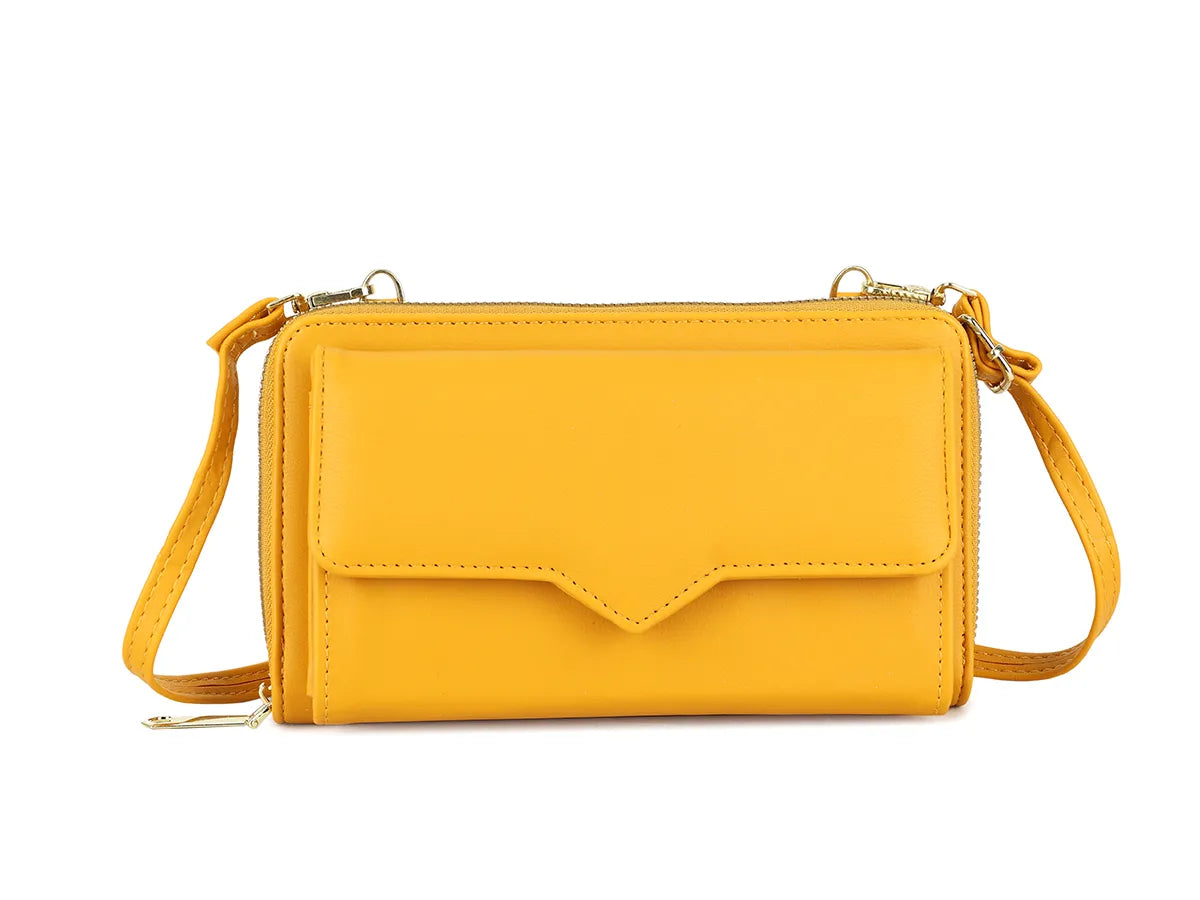 Mustard Zip Around Wallet Purse With Strap