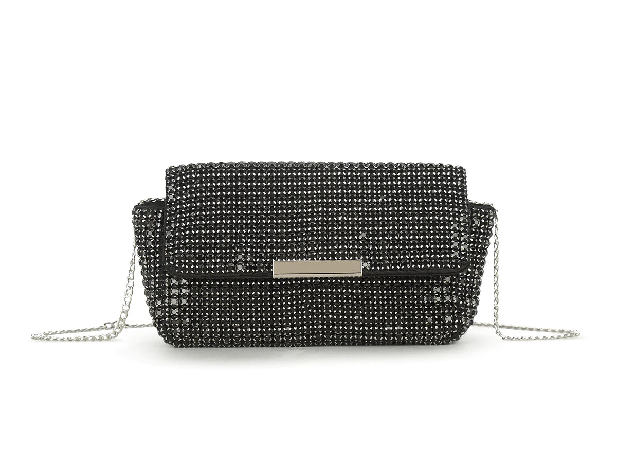 Black Diamante Mini Clutch Bag