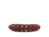 Burgundy & Gold Studded Half Moon Handbag