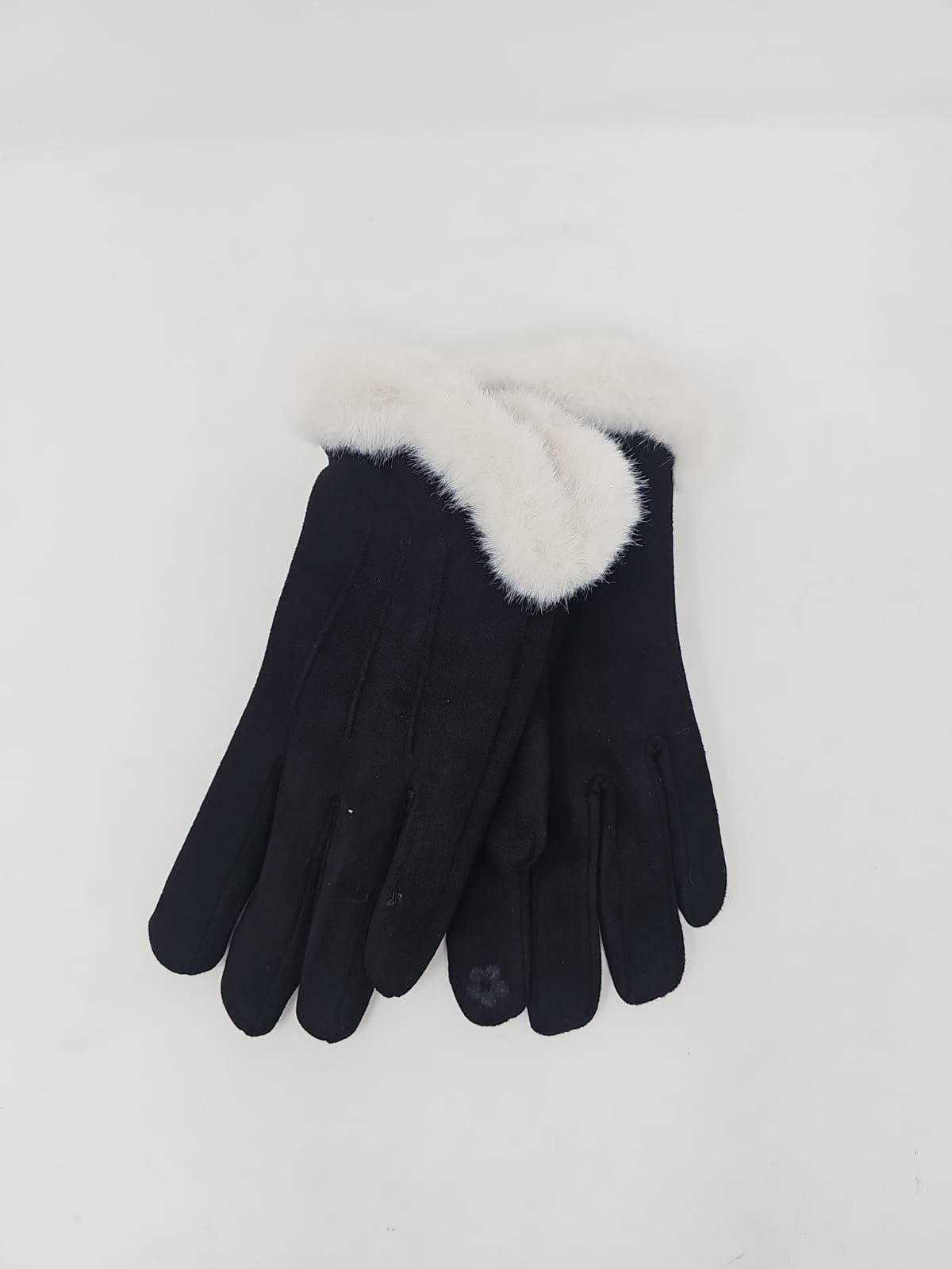 Black & Ivory Fur Lined Gloves