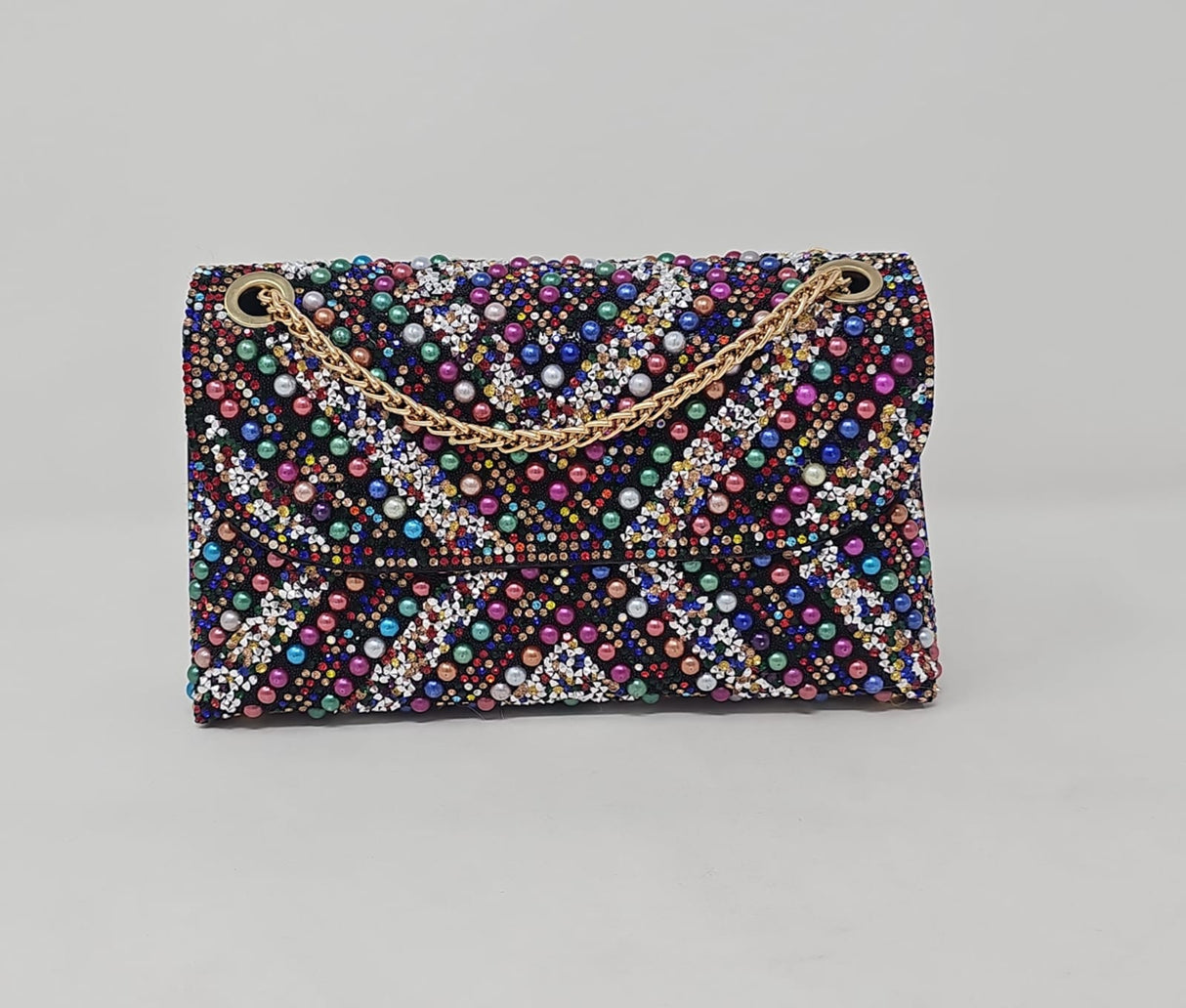 Multi Colour Crystal Bead Mini Handbag