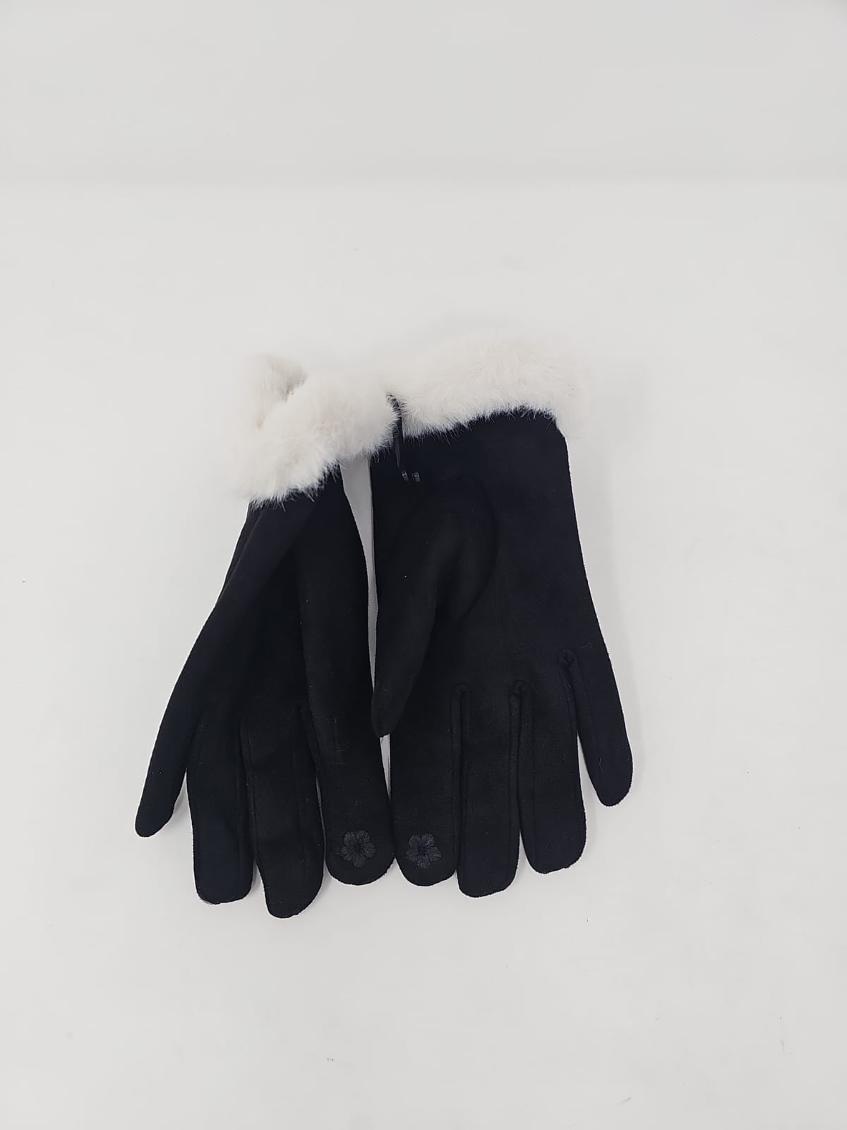 Black & Ivory Fur Lined Gloves