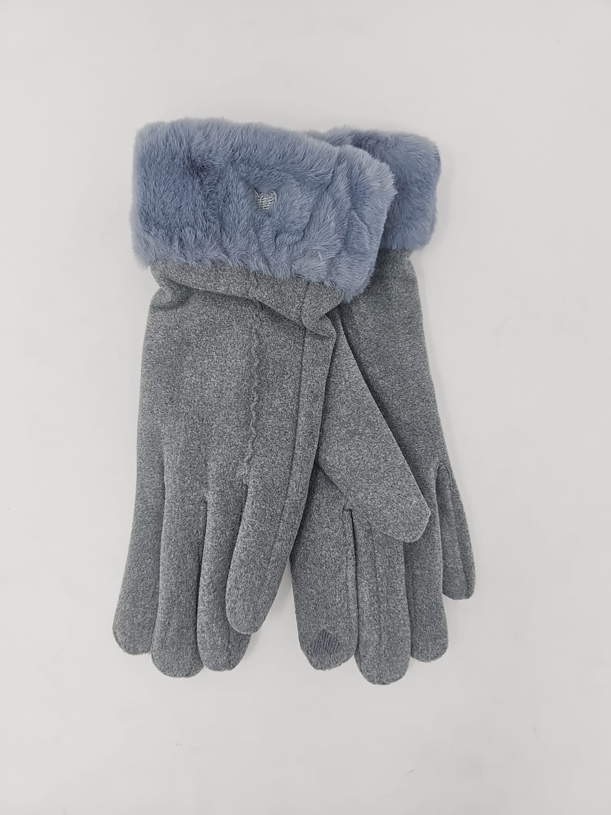 Grey Faux Fur Lined Gloves