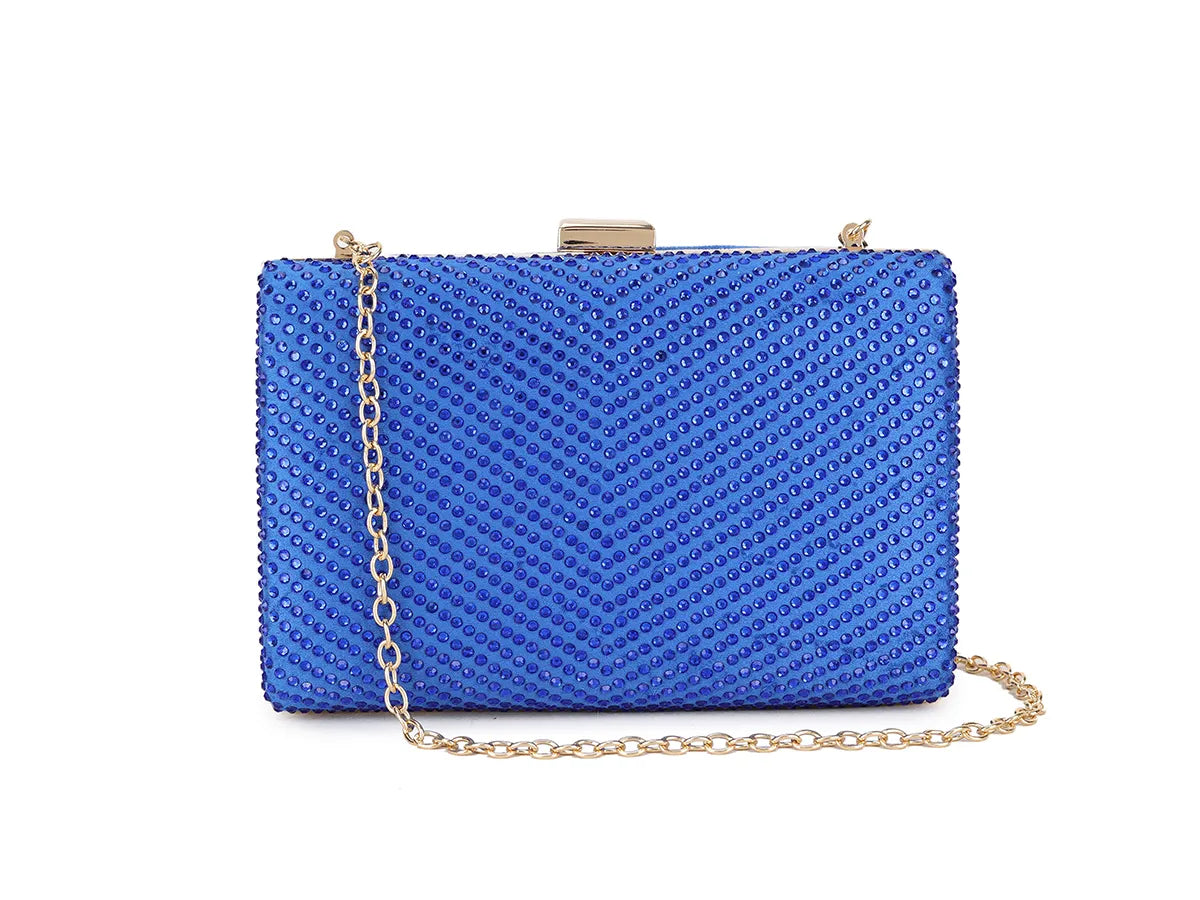 Royal Blue Crystal Diamanté Clutch Bag