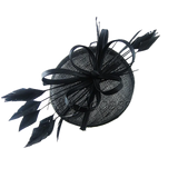 Black Feather Round Clip On Fascinator