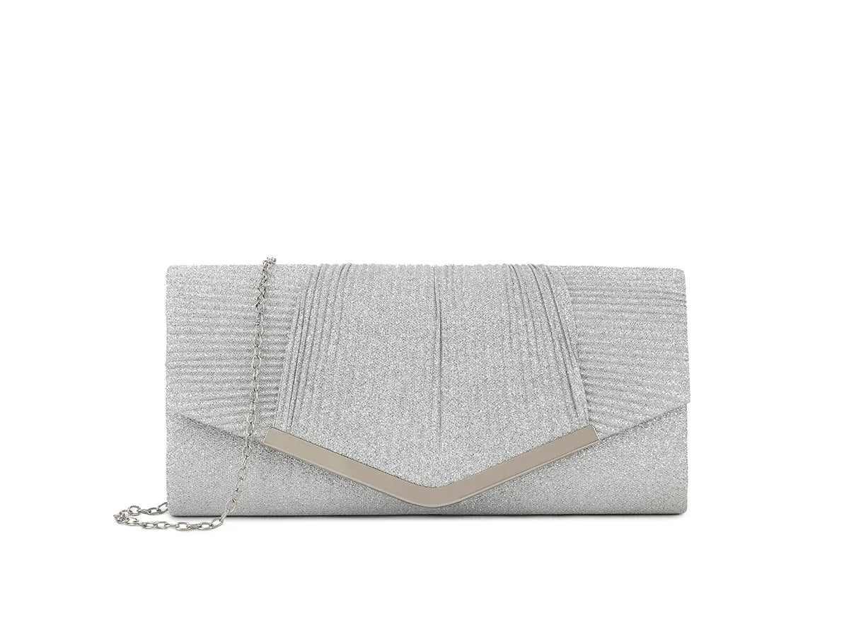 Silver Glitter Shimmer Clutch Bag