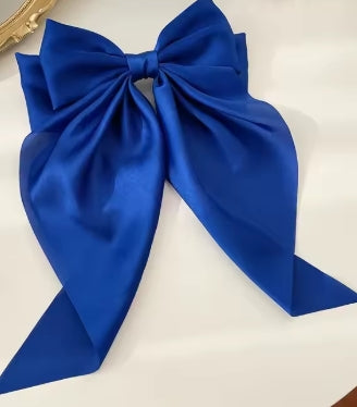 Large Satin Hair Bow Clip