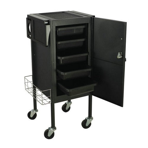 Black Knight Metal Lockable 5 Tray Hairdressing Trolley