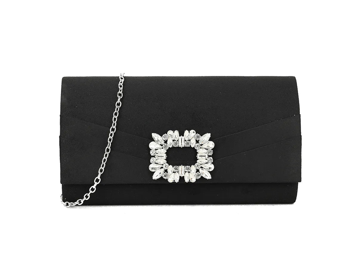 Black Crystal Embellished Clutch Bag