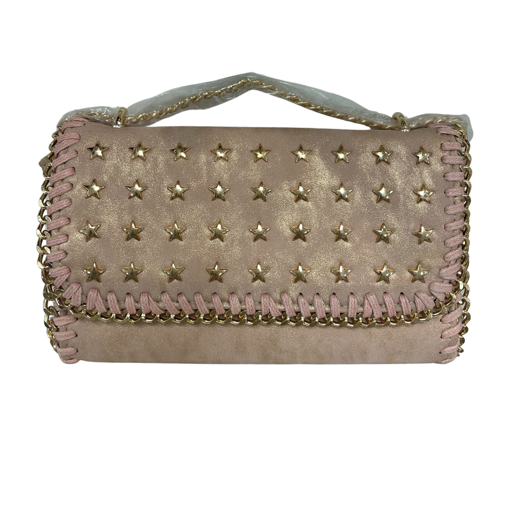 Champagne Pink Gold Star Clutch Bag