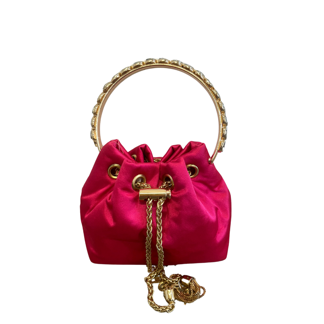 Pink Mini Satin Bucket Bag