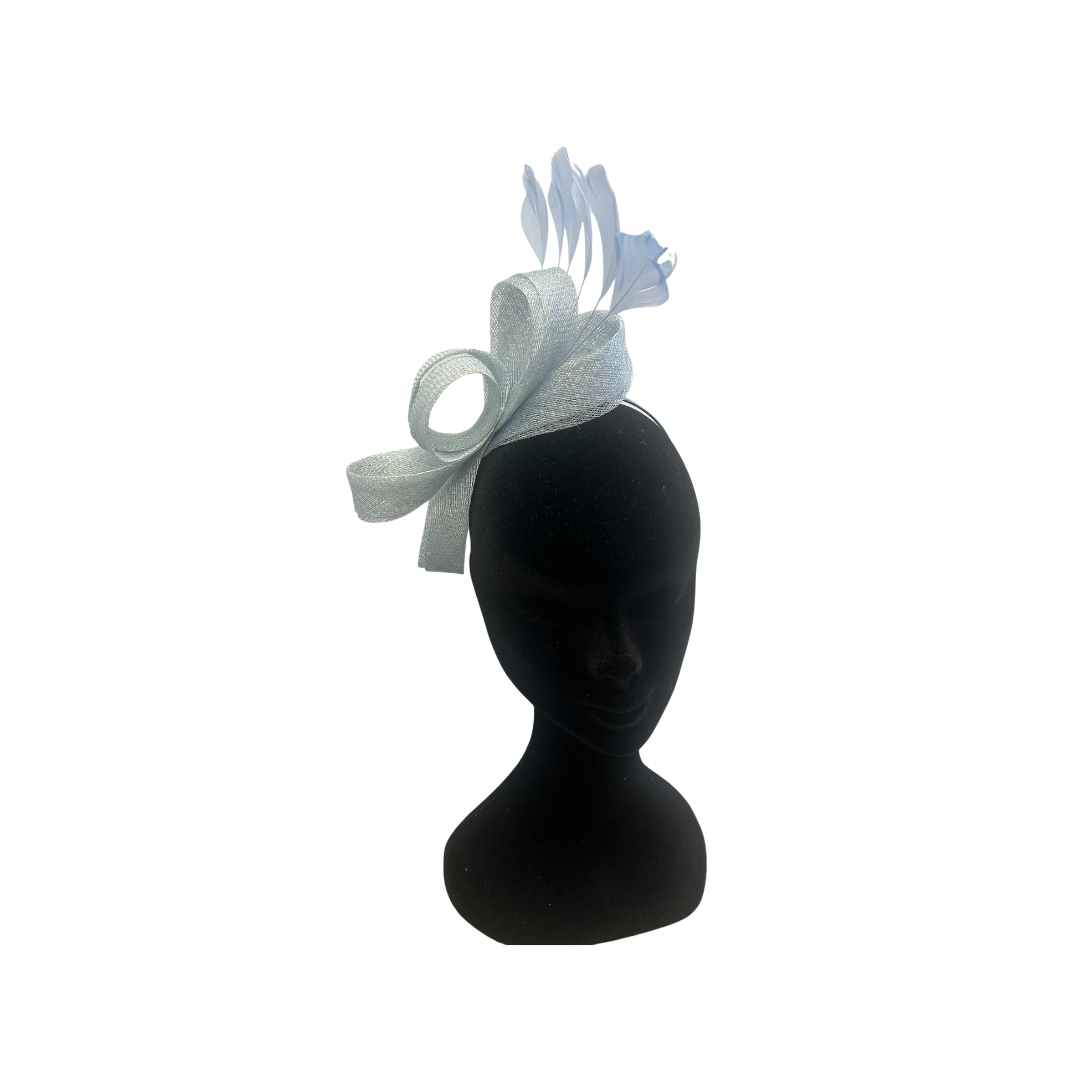 Aqua Blue Looped Feather Fascinator