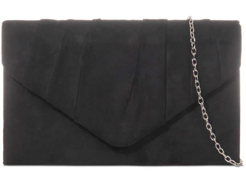 Black Suede Style Evening Clutch Bag