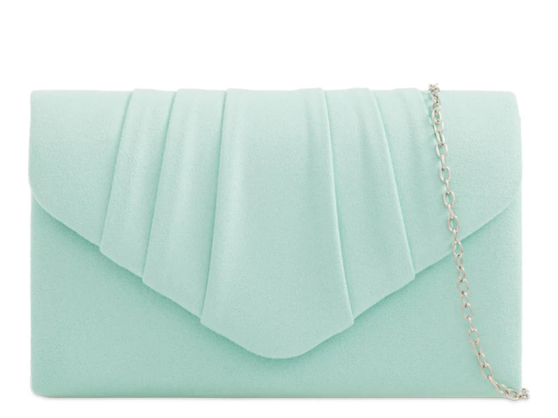 Mint Green Suede Style Evening Clutch Bag