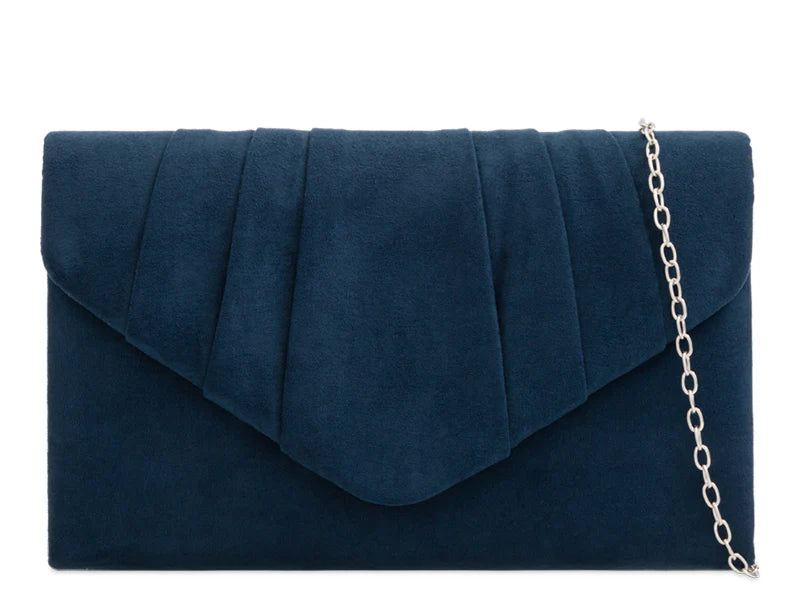 Navy Suede Evening Box Clutch Bag