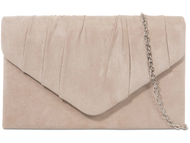 Nude Suede Style Evening Clutch Bag