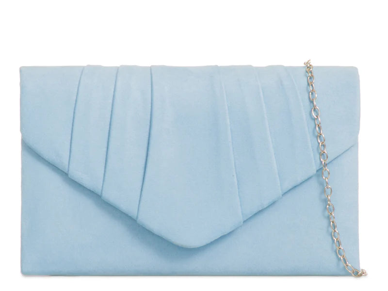 Serenity Blue Suede Style Evening Clutch Bag