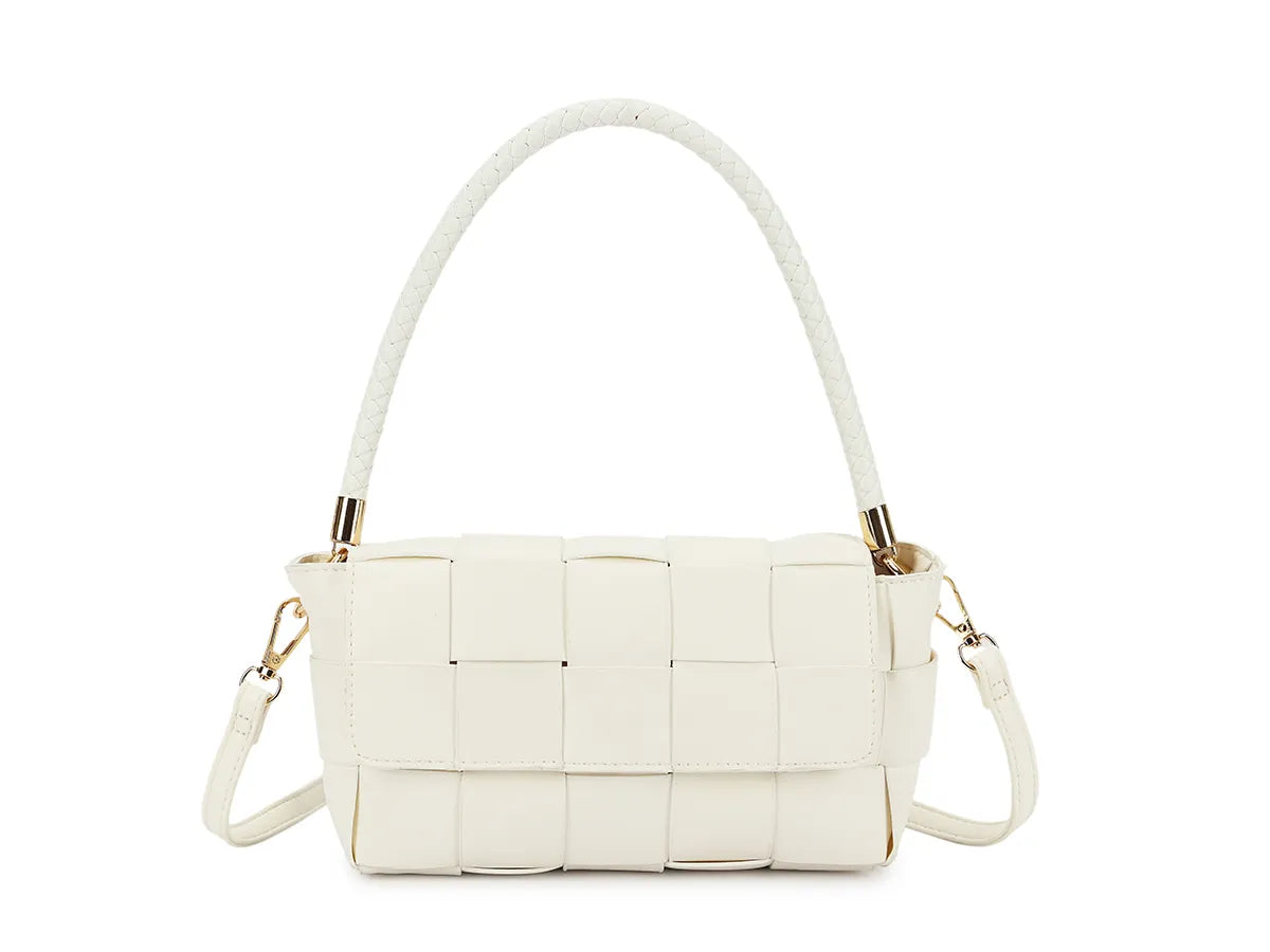 White Weave Quilted Handbag