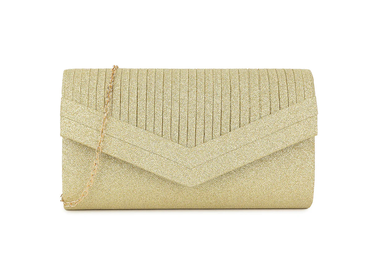 Gold Shimmer Glitter Clutch Bag