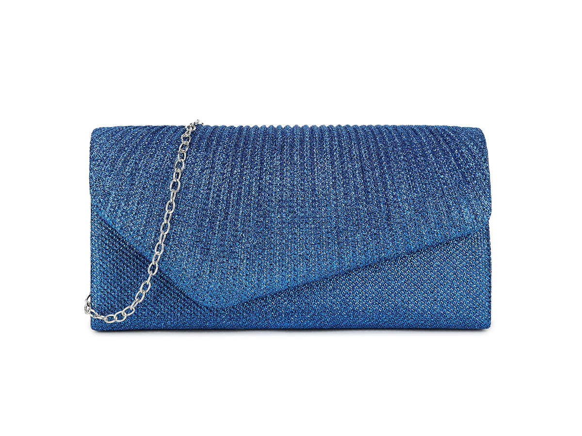 Royal Blue Small Glitter Clutch Bag