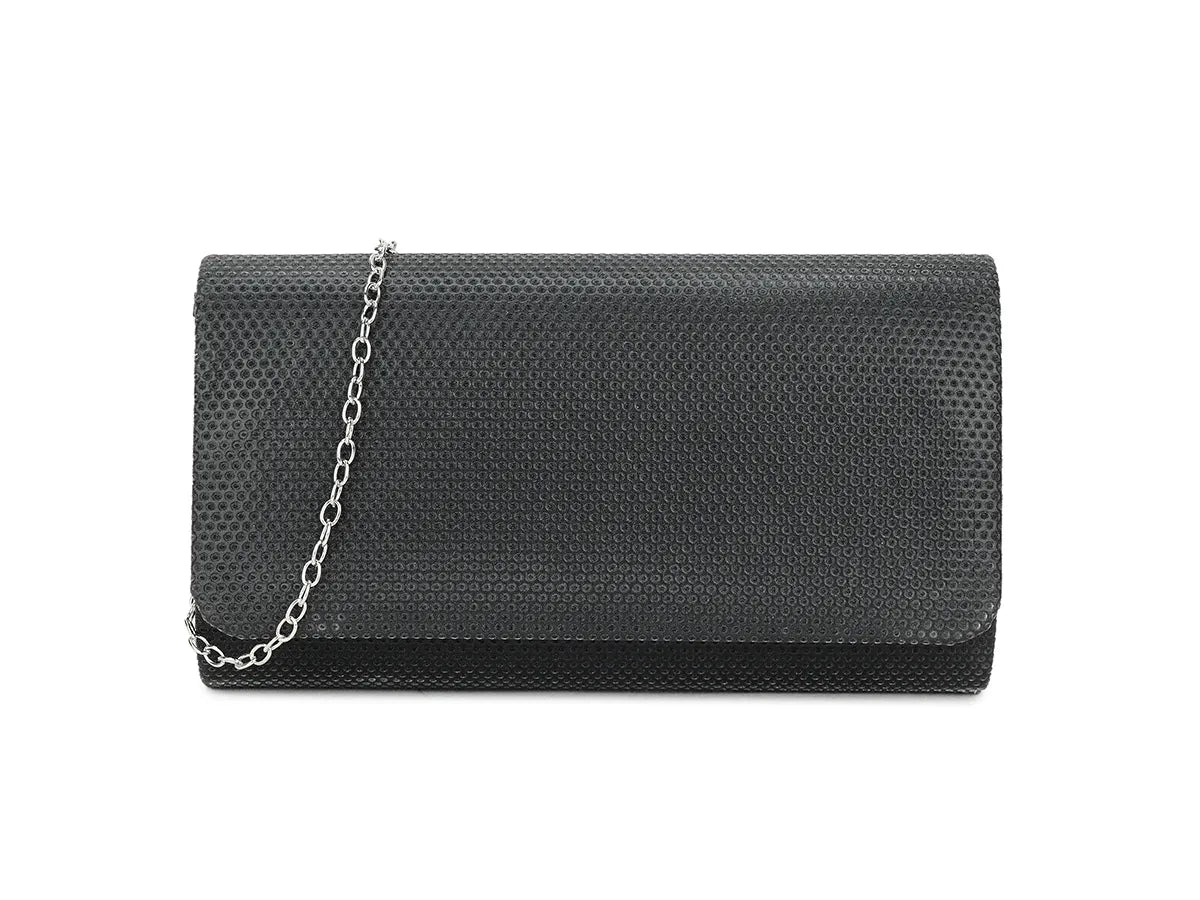 Black Glitter Embellished Clutch Bag