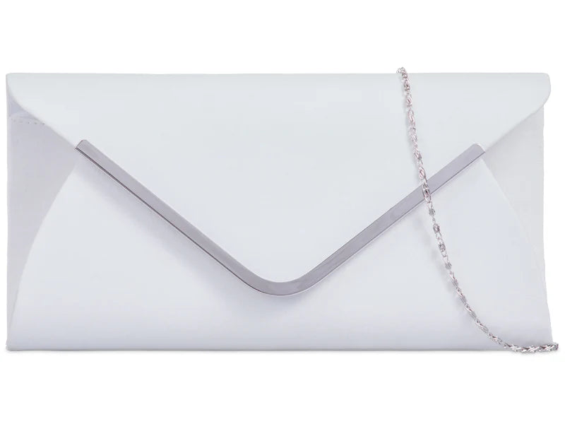 White Suede Effect Clutch Bag