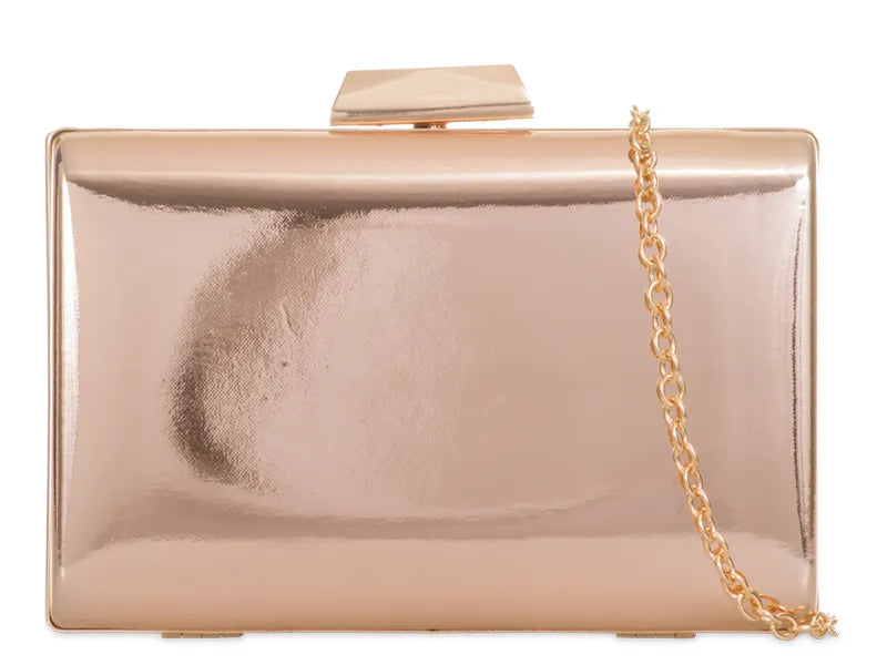 Champagne Rose Gold Mirrored Clutch Bag