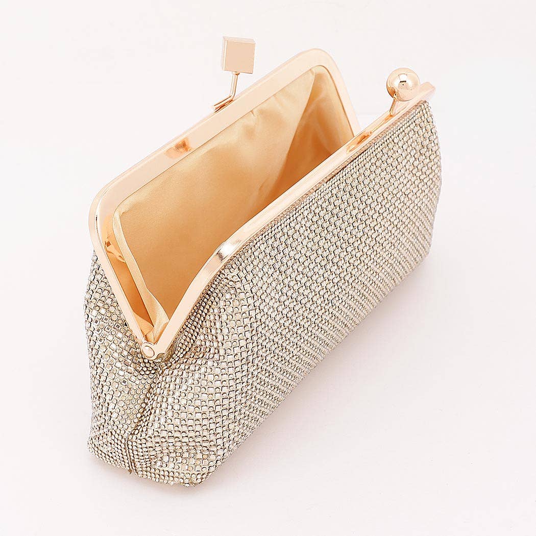 Silver Rhinestone Envelope Clutch Bag