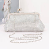 Silver Rhinestone Envelope Clutch Bag