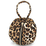 Brown Animal Print Rhinestone Studded Quilted Bag