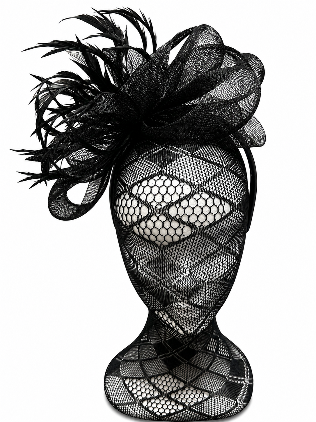 Black Bow Feather Hairband Fascinator