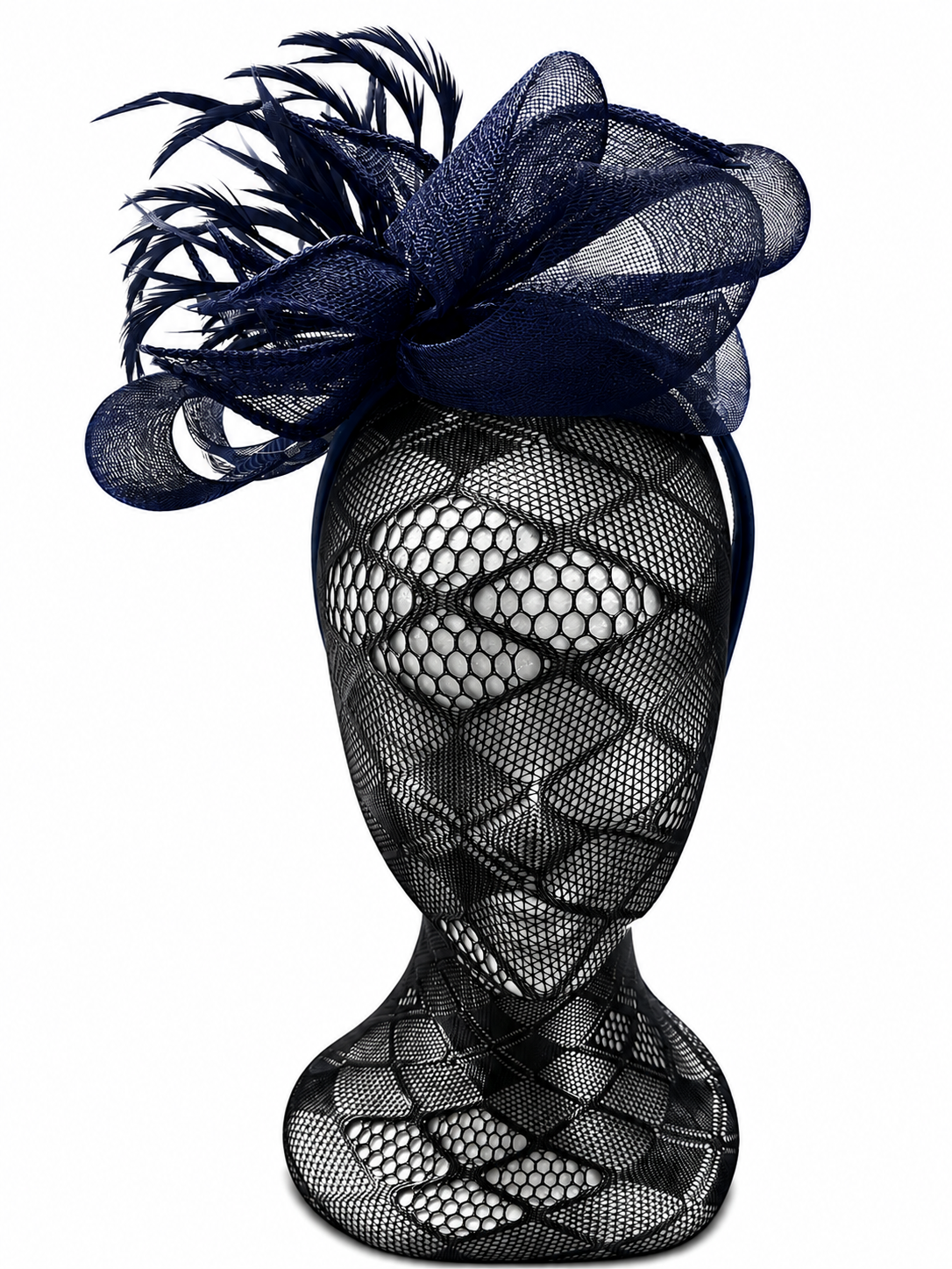 Navy Bow Feather Hairband Fascinator
