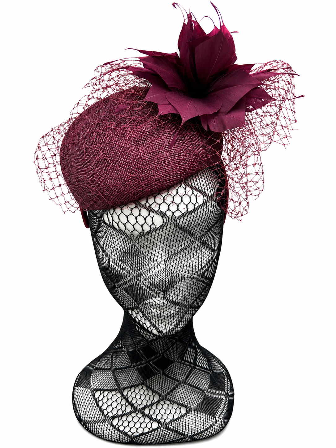 Burgundy Netted Hairband Fascinator