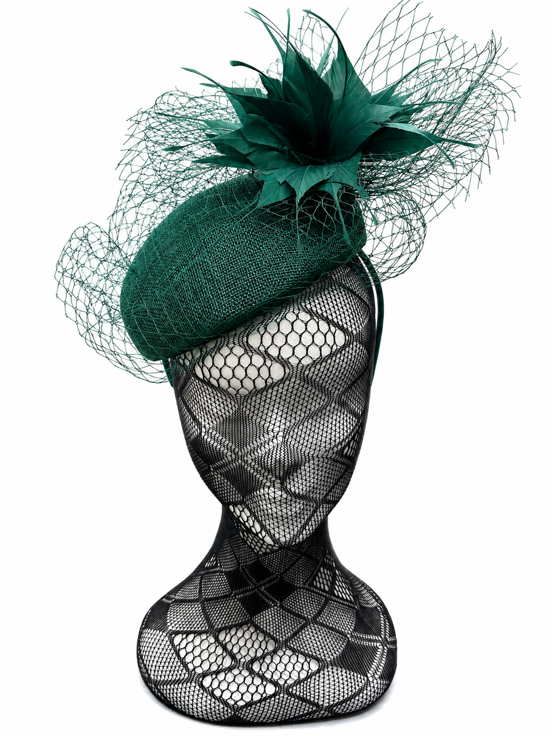 Pine Green Netted Hairband Fascinator